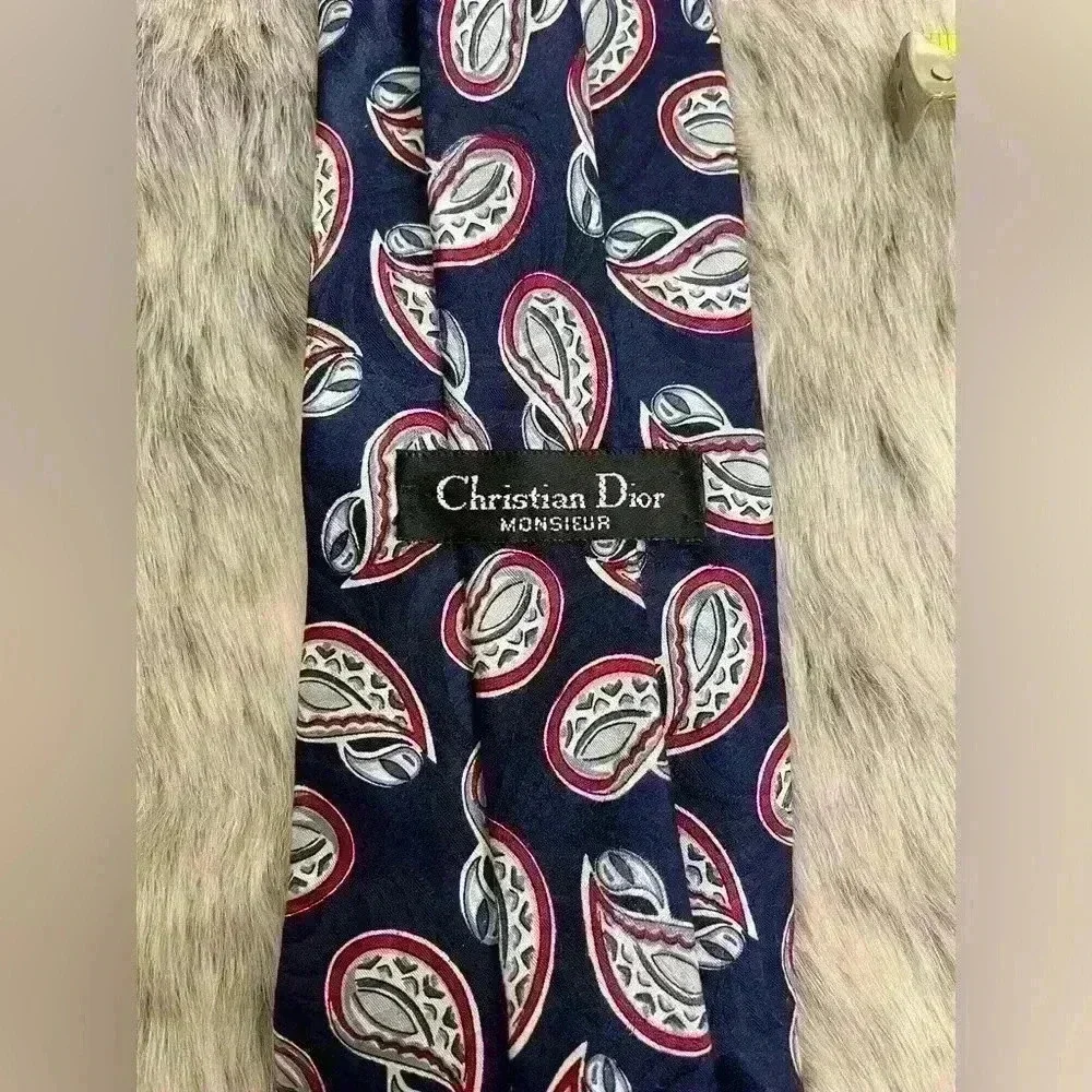 Vintage Christian Dior Monsieur Paisley Silk Tie Neck Tie OS